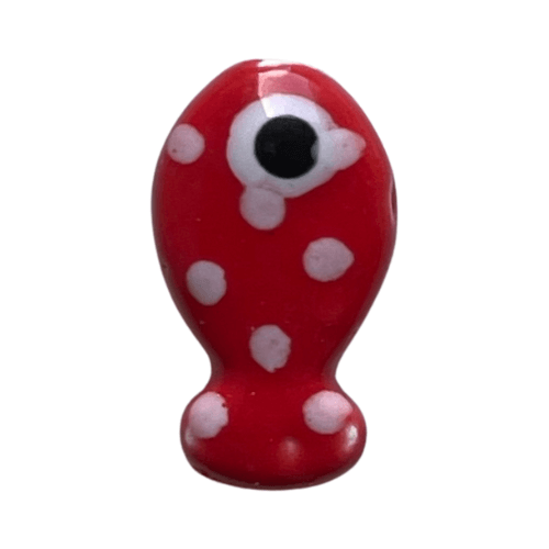 Poisson céramique rouge à pois - 19x11mm