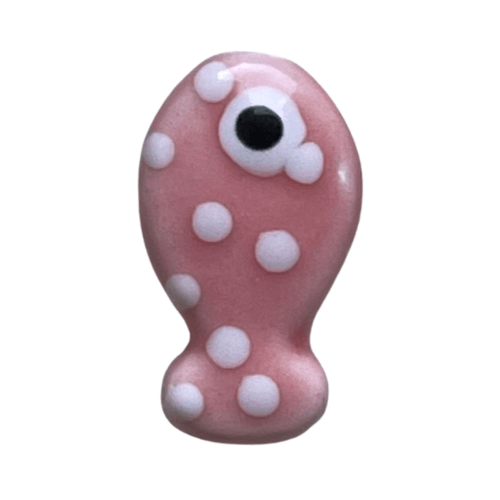 Poisson céramique rose à pois - 19x11mm