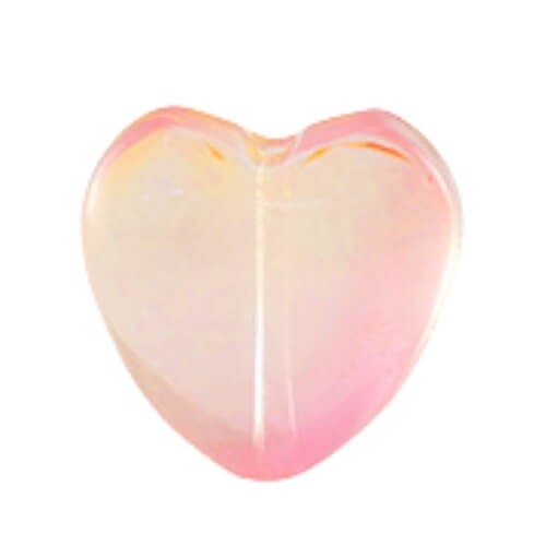 Cœur verre rose pêche - 13x13mm