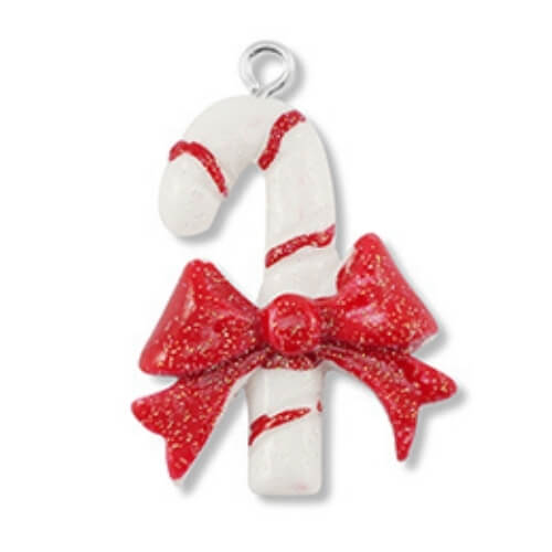 ⚠️ Canne de noël résine rouge & blanc - 28x24mm