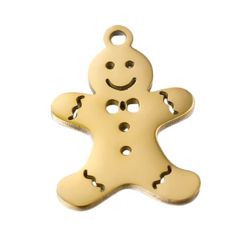Bonhomme pain d'épice or - 17x13mm