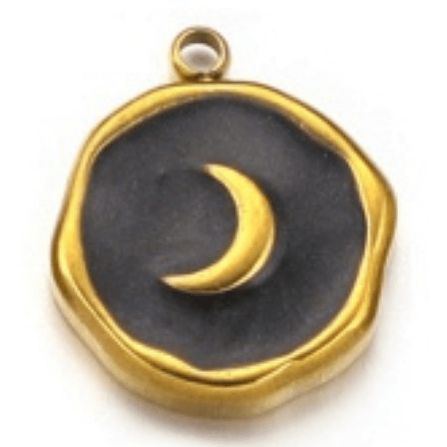 Médaillon lune noir - 13mm