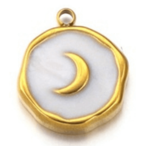 Médaillon lune blanc - 13mm