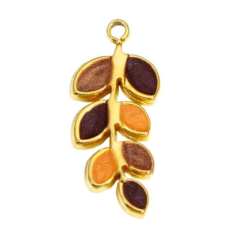Feuille orange & marron - 18x9mm