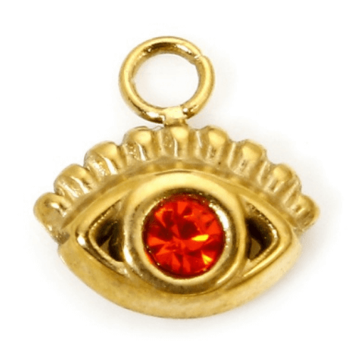 Petit œil strass rouge- 8x5mm