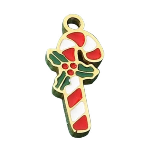 Canne de noël rouge & vert - 13x7mm
