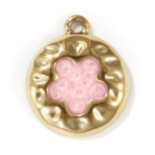 Fleur rond rose - 15mm