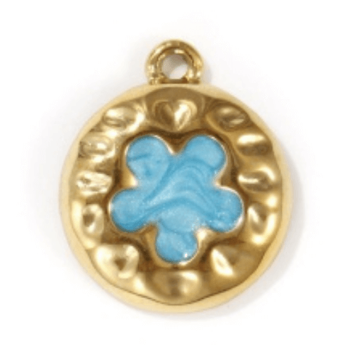 Fleur rond bleu - 15mm
