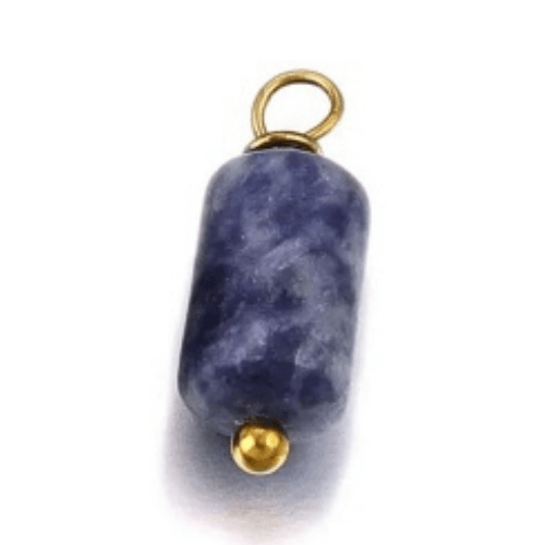 Perle cylindre bleu & blanc - 10mm