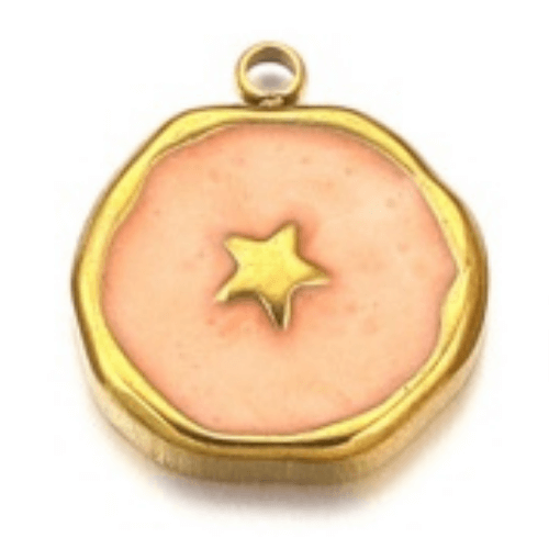 Médaillon étoile pêche corail - 13mm