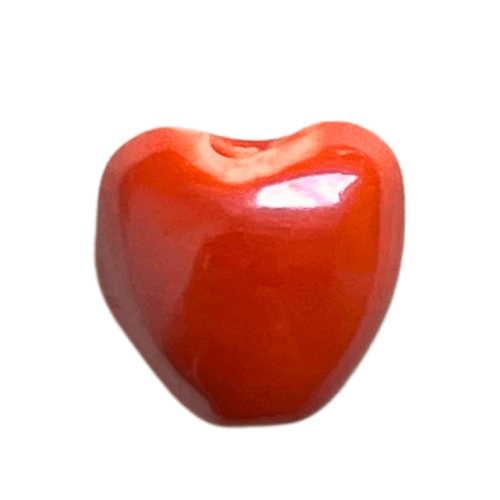 Cœur céramique orange - 10mm