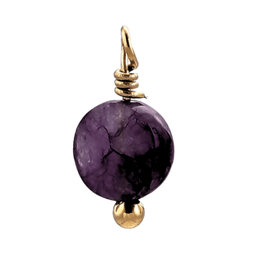 Pierre ronde plate violet sombre - 6mm