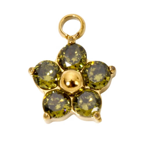 Fleur strass vert - 9mm