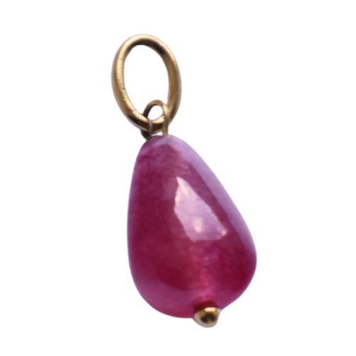 Goutte d'eau pierre rose framboise - 12mm