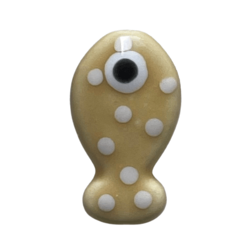 Poisson céramique beige camel à pois - 19x11mm