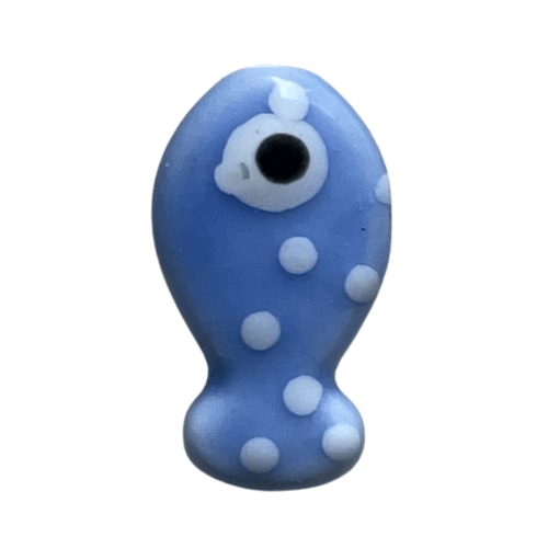 Poisson céramique bleu à pois - 19x11mm