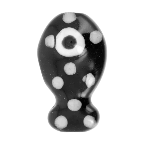 Poisson céramique noir à pois - 20x11mm