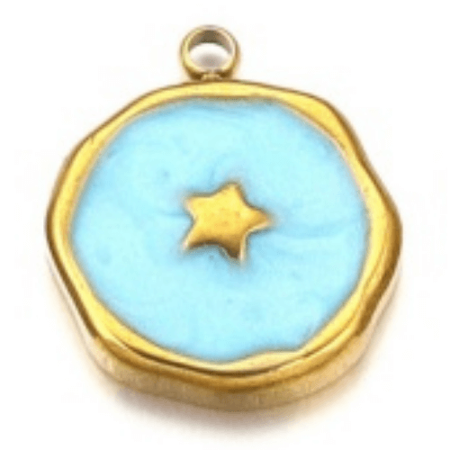 Médaillon étoile bleu - 13mm