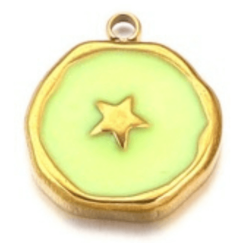 Médaillon étoile vert - 13mm