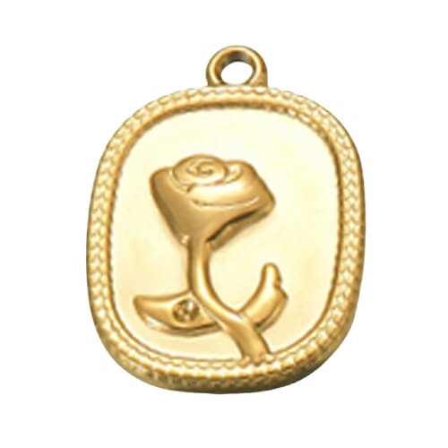 Médaillon rose - 16x13mm