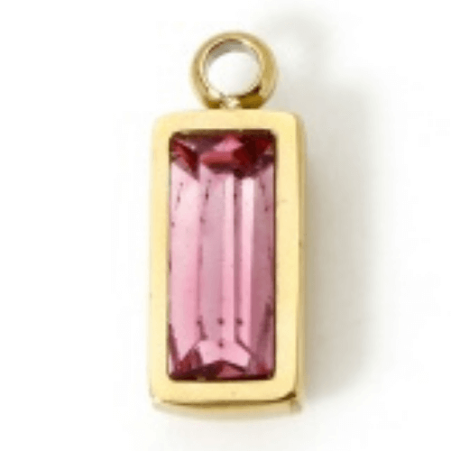 Pierre rectangle rose - 9mm