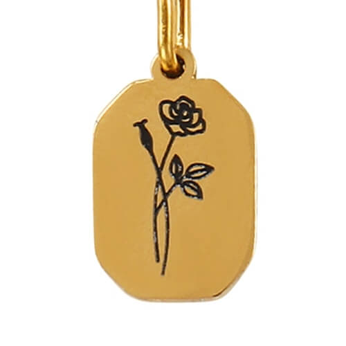 Médaillon rose - 10x8mm