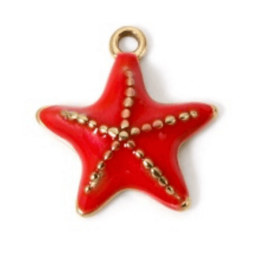 Étoile de mer rouge vif - 15x14mm