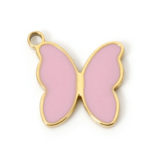 Papillon rose clair - 11x11mm
