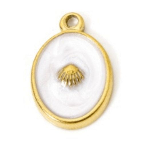 Coquillage or & nacré ovale - 17x13mm
