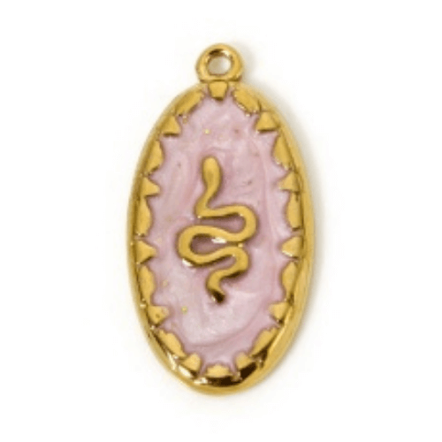Médaillon serpent rose - 20x11mm