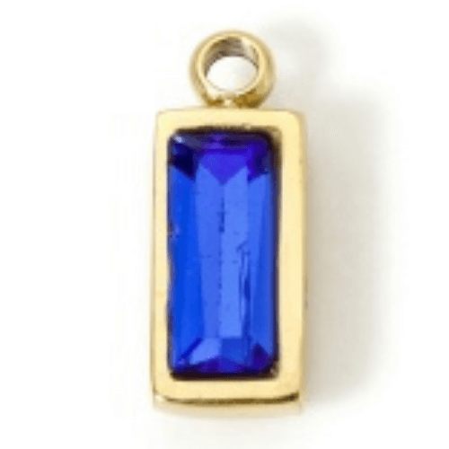 Pierre rectangle bleu roi - 9mm