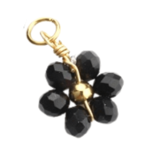 Fleur perles noir - 10mm