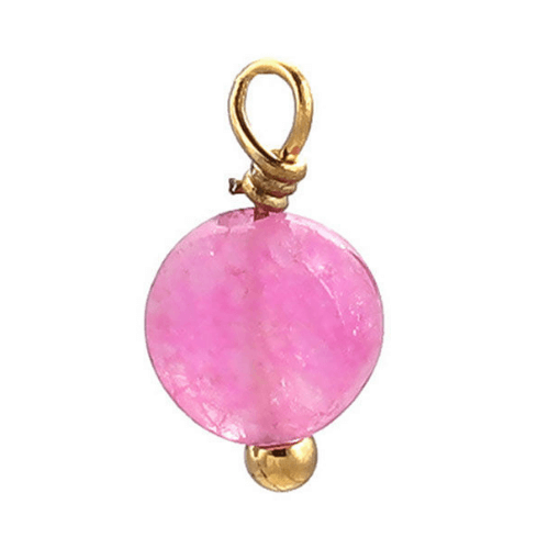 Pierre ronde plate rose - 6mm
