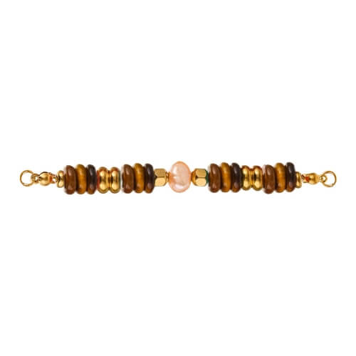 Chaine en perles marron - 65mm