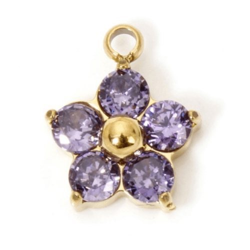 Fleur strass violet - 9mm
