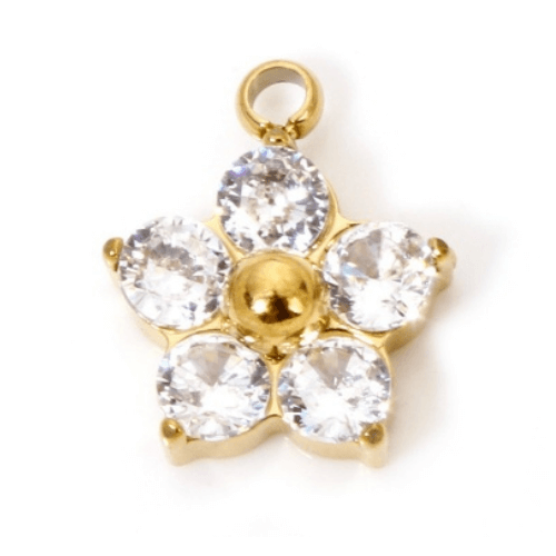 Fleur strass blanc - 9mm