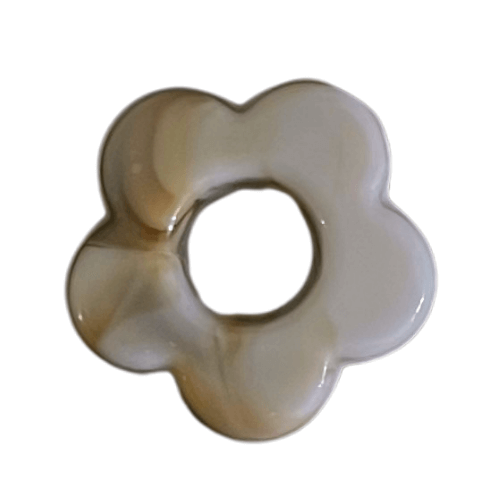 Fleur résine beige rosé - 14mm
