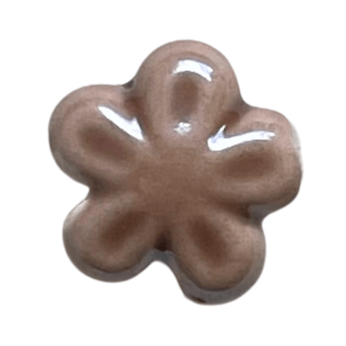 Fleur céramique marron camel - 12mm