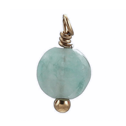 Pierre ronde plate bleu vert - 6mm